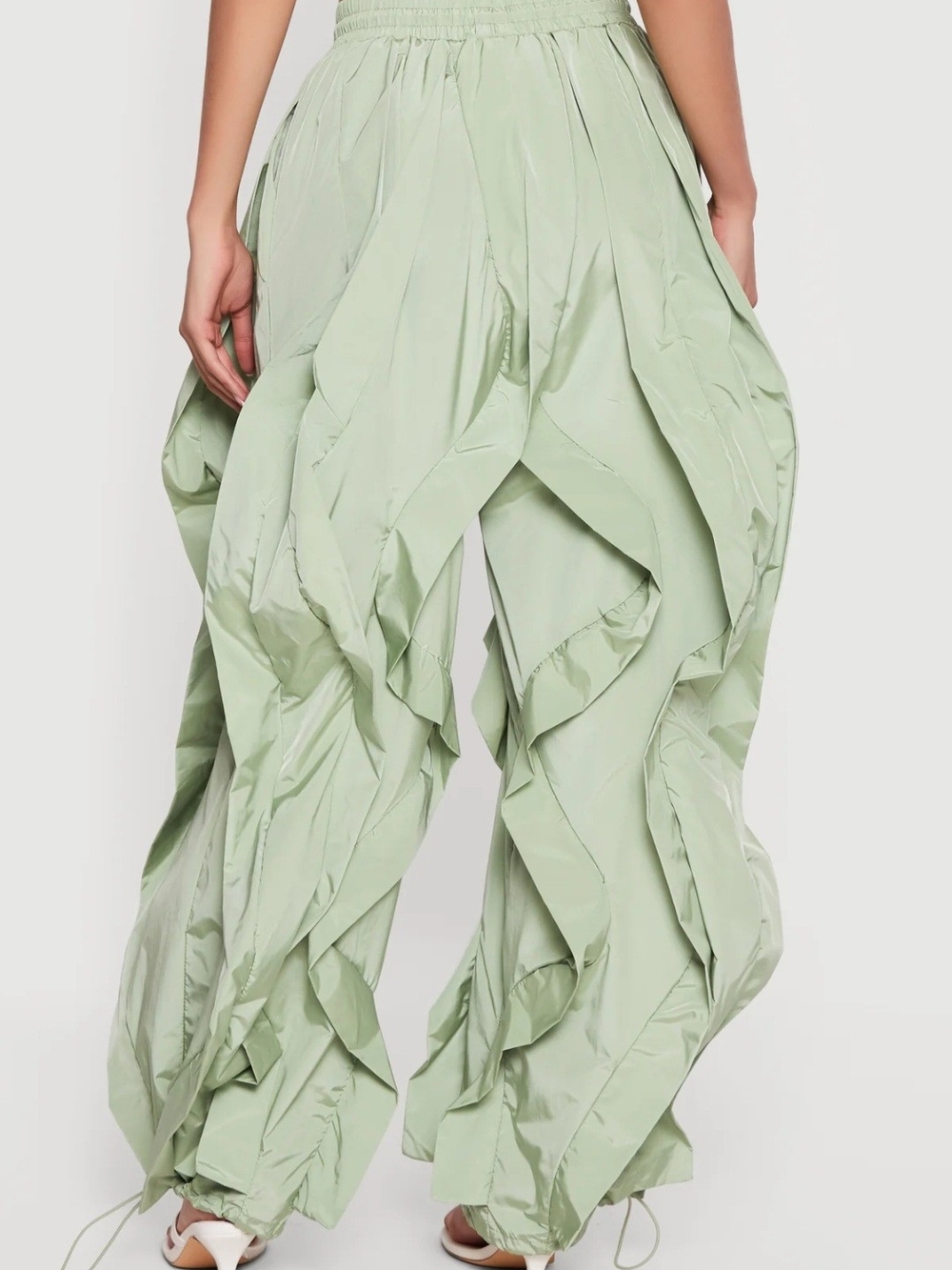 Light Green Ruffle Wide-Leg Pants - Picture 4 of 4